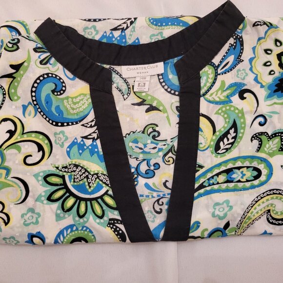 Womens size 22 Paisley Print Blouse with Black Trim - Picture 10 of 10